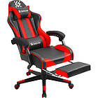 Крісло ігрове Defender Rock, 50мм, Клас 4, ПУ, підніжка, чорно-червоне, фото 5