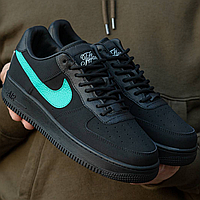 Кроссовки мужские и женские Nike Air Force 1 Low Tiffany & Co black / кеды Найк аир Форс 1 черные низкие