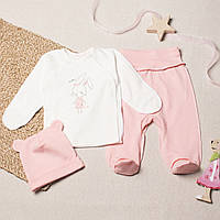 Комплект одежды детский 3 ед. для девочки RoyalBaby Розовый с зайкой (интерлок) на рост 56, 0-3 мес