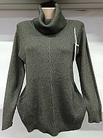 Женский свитер с высоким горлом однотонный в 50-52 размере