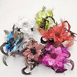 Краб для волосся 6 шт 70х50х20 мм із блискітками та пір'ям кольору в асортименті, фото 2