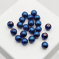 Бусини з гематиту 8 мм 26 шт синій
