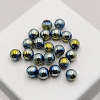 Бусини з гематиту 10 мм 21 шт. колір бірюзовий із золотим