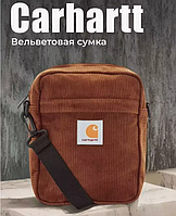 Сумка Carhartt через плечо кархарт мужская, вельветовая