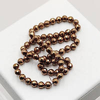 Бусини з гематиту 6 мм 68 шт. кулька з огранкою колір мідь