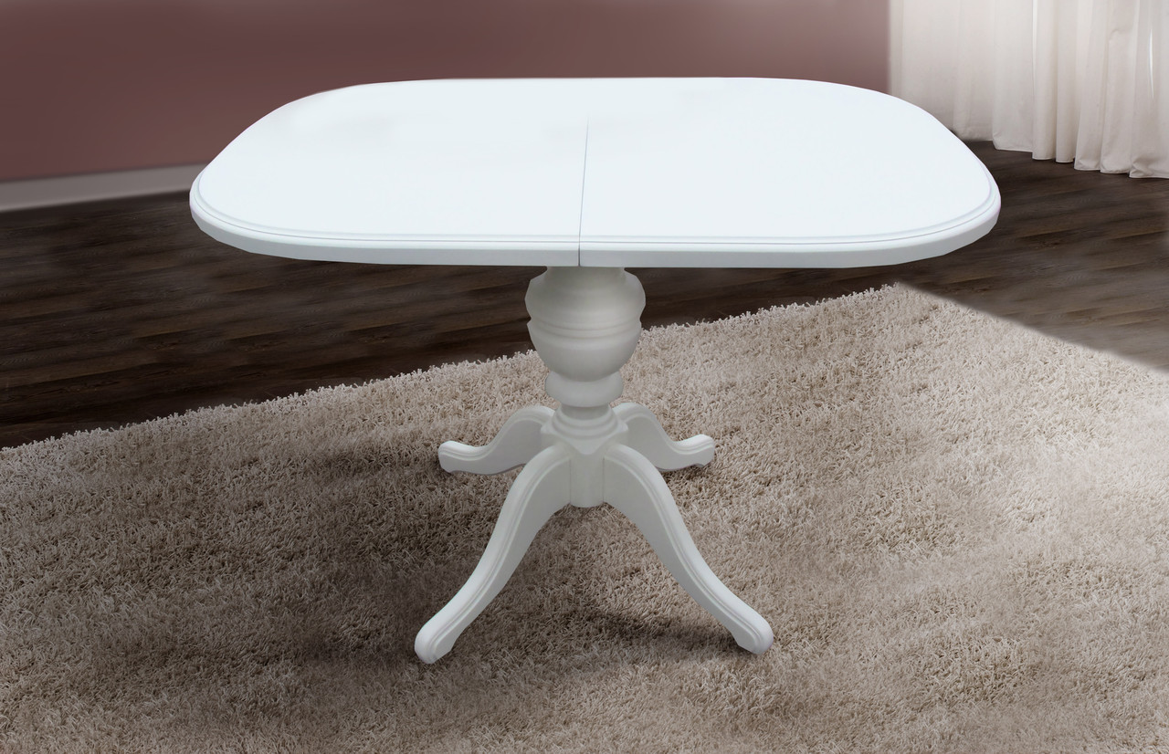 Маленький білий прямокутний обідній кухонний стіл у класичному стилі для маленької кухні або вітальні з масиву 105*75 см Тріумф