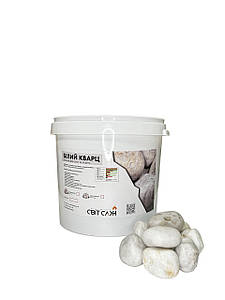 Камінь Білий кварц обвалований (5-12 см) 25 кг для бані і сауні