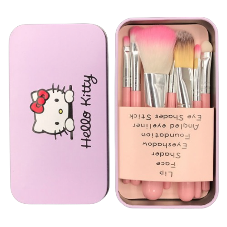 Набір пензлів для макіяжу Hello Kitty 7 штук — пензлики для макіяжу