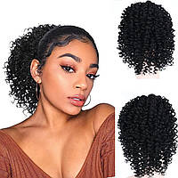 Афро-пуфова перука Хвіст на шнурку Чорний