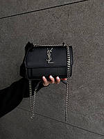 Yves Saint Laurent mini Black Silver 18x13x6 женские сумочки и клатчи высокое качество