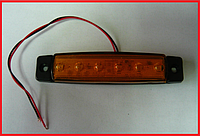 Габарит боковой LED габаритный фонарь прицепа желтый 6 диодов 24v