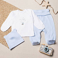 Комплект одежды детский 3 ед. для мальчика RoyalBaby Голубой с зайкой (интерлок) на рост 62, 0-6 мес