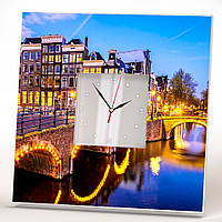 Декоративные часы "Амстердам. Голландия. Нидерланды" украшение интерьера для квартиры, дома, офиса