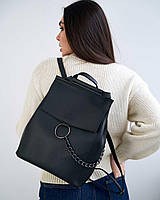 Рюкзак женский из качественной эко-кожи черный городской красивый молодежный мини-рюкзак для девушки