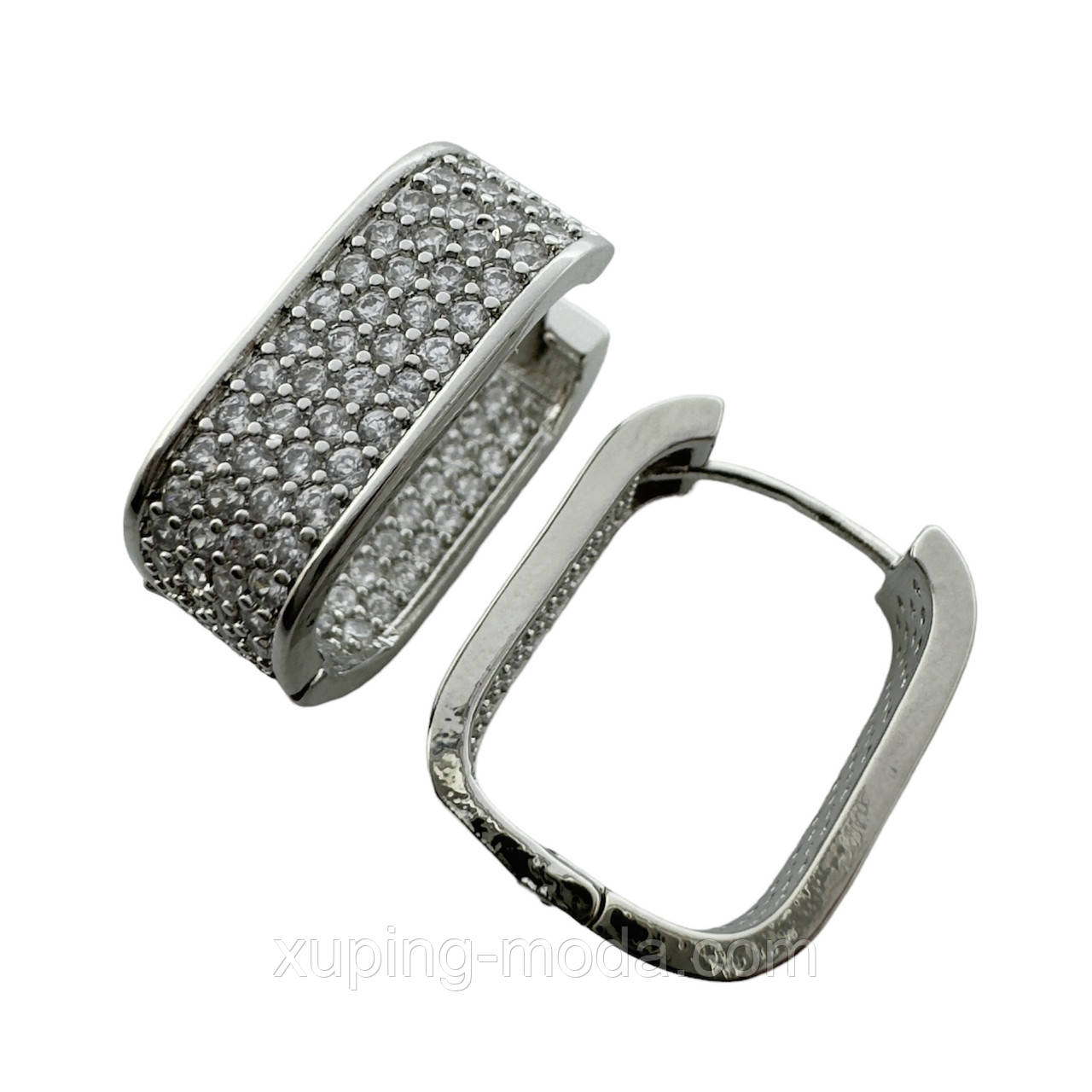 Стильні сережки. 17х7 мм. Родій, фото 1