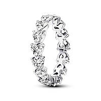 Серебряное кольцо Pandora Ряд сердец
