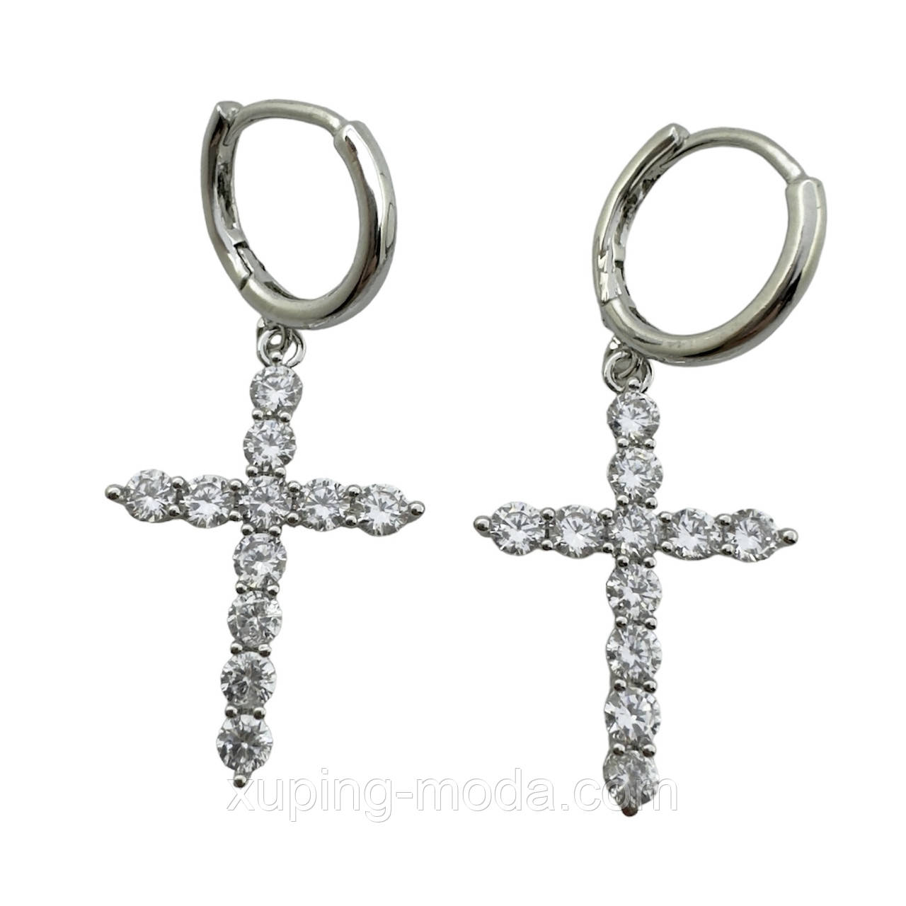 Стильні сережки. 33х15 мм. Родій, фото 1