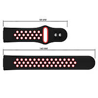 Ремінець для годинника 22 мм Nike design чорний з червоним (з кнопкою), фото 5