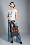 Вишитий шопер для покупок в етно стилі "Китиці" графіт, фото 2