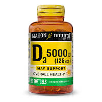 Витамин Mason Natural Витамин D3 5000 МЕ, Vitamin D3, 50 гелевых капсул (MAV15339) - Топ Продаж!