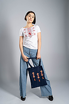 Модна еко-сумка для покупок "Китиці" у синьому кольорі, фото 2