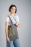 Еко-сумка шопер із вишивкою "Тризуб" графіт, фото 2