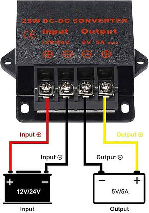 Універсальний модуль перетворювач/стабілізатор/конвертер DC-DC 18-35В - 5В 5А, фото 2