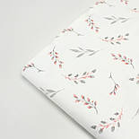 Поплін Туреччина 240 см для постільної білизни "Гілочки сіро-бордові" на білому тлі  № 3229, фото 9