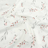 Поплін Туреччина 240 см для постільної білизни "Гілочки сіро-бордові" на білому тлі  № 3229, фото 8