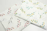 Поплін Туреччина 240 см для постільної білизни "Гілочки сіро-бордові" на білому тлі  № 3229, фото 7