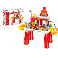 Детский игровой "Конструктор-столик пожарная часть" (55 элементов, в коробке) 222-B78