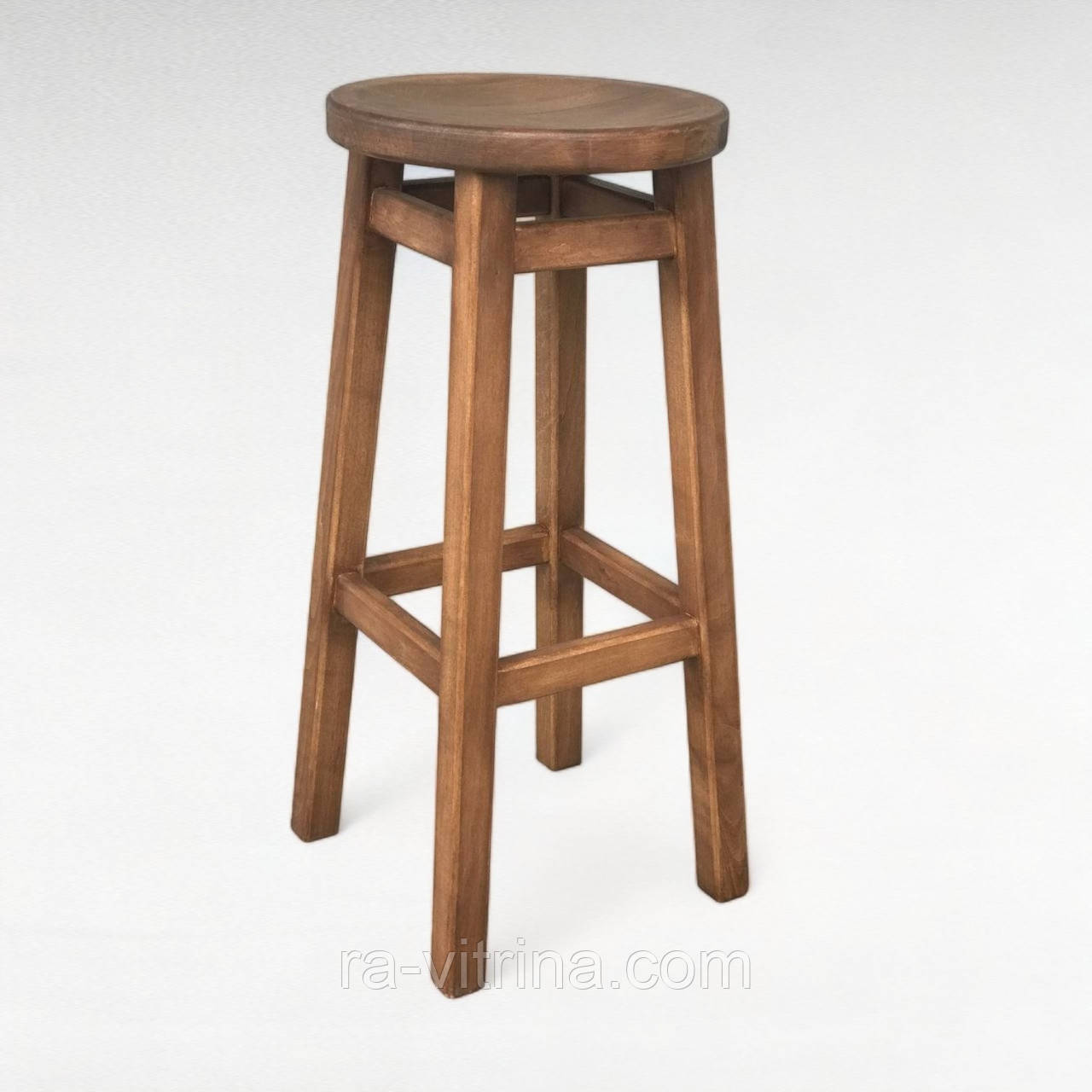 Високий барний стілець КОМФОРТ з дерева для барів, пабів, кафе, кухні Табурет круглий дерев'яний без спинки