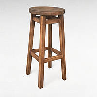 Высокий барный стул КОМФОРТ из дерева для бара, паба, кафе, кухни Табурет круглый деревянный без спинки