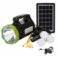 Ліхтар прожектор світлодіодний акумуляторний 3 лампочки Solar Power Light System AT-9022 чорний
