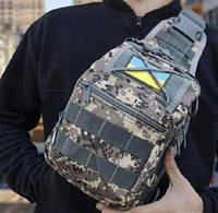 Сумка через плечо мужская нагрудная с флагом Украины 6л камуфляж