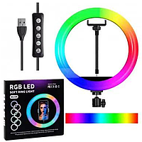 Светодиодная кольцевая LED селфи-лампа для фото и видео съемки Rgb MJ33 33см