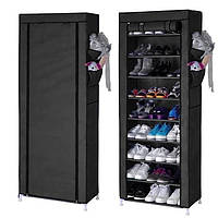 Тканевый шкаф для обуви на 9 полочек Shoe Cabinet Shoe Rack YQF-1190 NM-4 черный