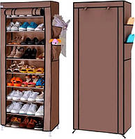 Тканевый шкаф для обуви на 9 полочек Shoe Cabinet Shoe Rack YQF-1190 NM-4 коричневый