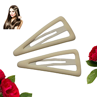 Набір 2 шт Шпильки для волосся трикутник матовий Fashion 6.5 см (Молочний) тік-так хлопушки