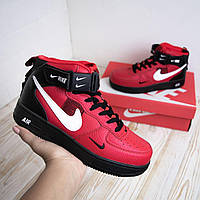 Nike air Force 1 Mid LV8 красные с черным кросівки найк аір форс аир кроссовки найки