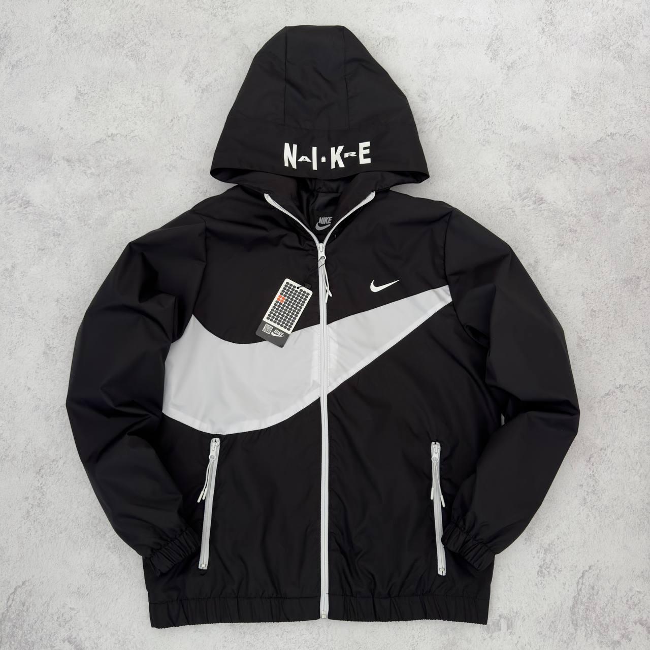 Чоловіча куртка Nike Big Swoosh чорна з капюшоном демісезонна Куртка Найк Свуш весняна осіння