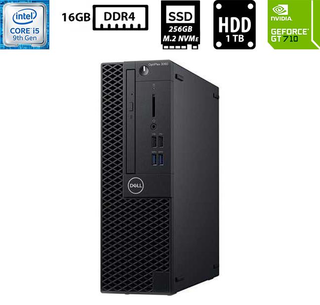 Комп'ютер Dell Optiplex 3070 TWR/Intel Core i5-9500 3.00GHz (6/6, 9MB)/16GB DDR4/SSD 256GB M.2+HDD 1TB/NVIDIA GeForce GT 710 1GB