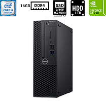 Комп'ютер Dell Optiplex 3070 TWR/Intel Core i5-9500 3.00GHz (6/6, 9MB)/16GB DDR4/SSD 256GB M.2+HDD 1TB/NVIDIA GeForce GT 710 1GB