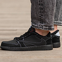 Кроссовки мужские и женские Nike Jordan 1 Low x Travis S black / кеды Найк Джордан 1 низкие черные