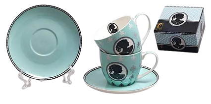 ЧАЙНИЙ НАБІР: 2 ЧАШКИ 280МЛ ІЗ БЛЮДЦЯМИ КАМЕЯ м'ятний 245-S12