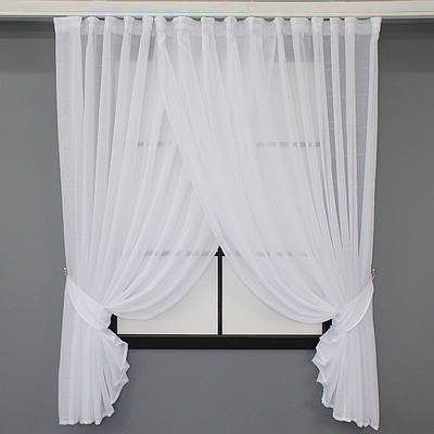 Кухонний комплект (400х170см.), шторки з підв'язками. Колір білий. Код 111к 52-0736