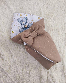 Літній мусліновий конверт для новонароджених, капучино з принтом Ведмедик