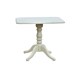 Маленький білий класичний кухонний обідній стіл для маленької кухні або вітальні з масиву дерева на одній ніжці 90*68 см Моно