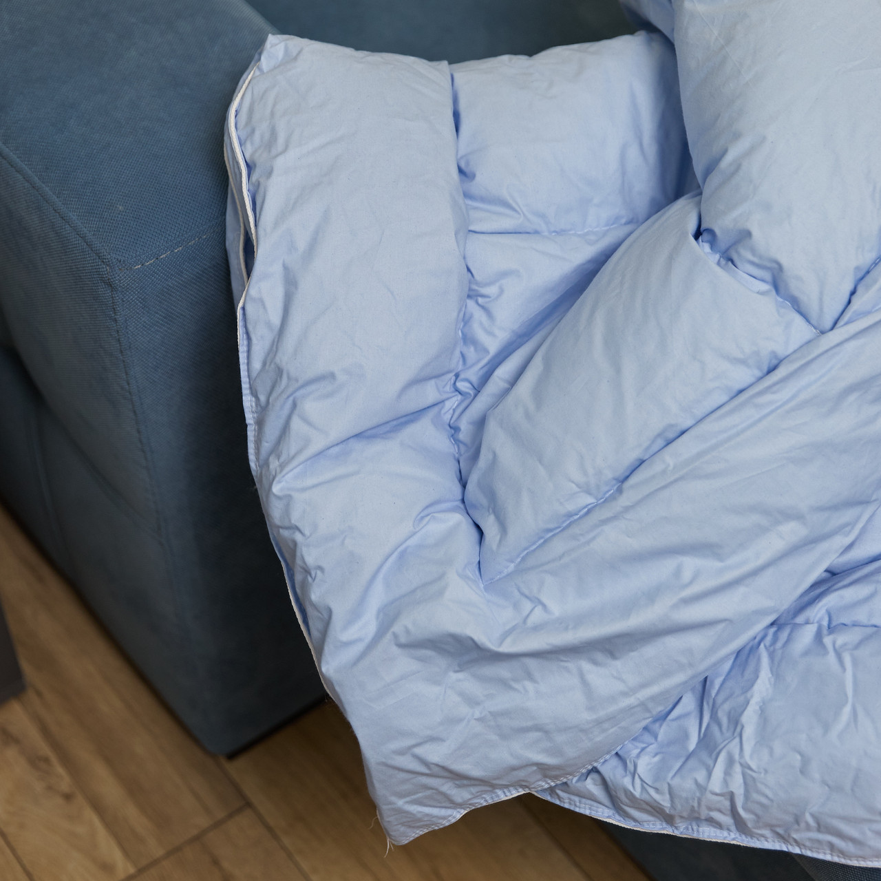 Одеяло Arda Лебединый пух полуторное голубое 150х210 см - фото 1 - id-p2135692003