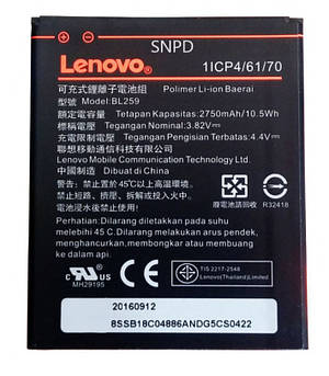 Батарея Lenovo BL259 (A6020a40 Vibe K5, A6020a46 Vibe K5 Plus, Lemon K3)